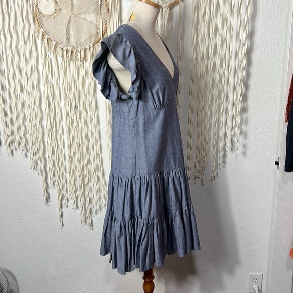 JILL Jill Stuart Chambray Flutter Sleeve Dress Size M - Picture 3 of 9